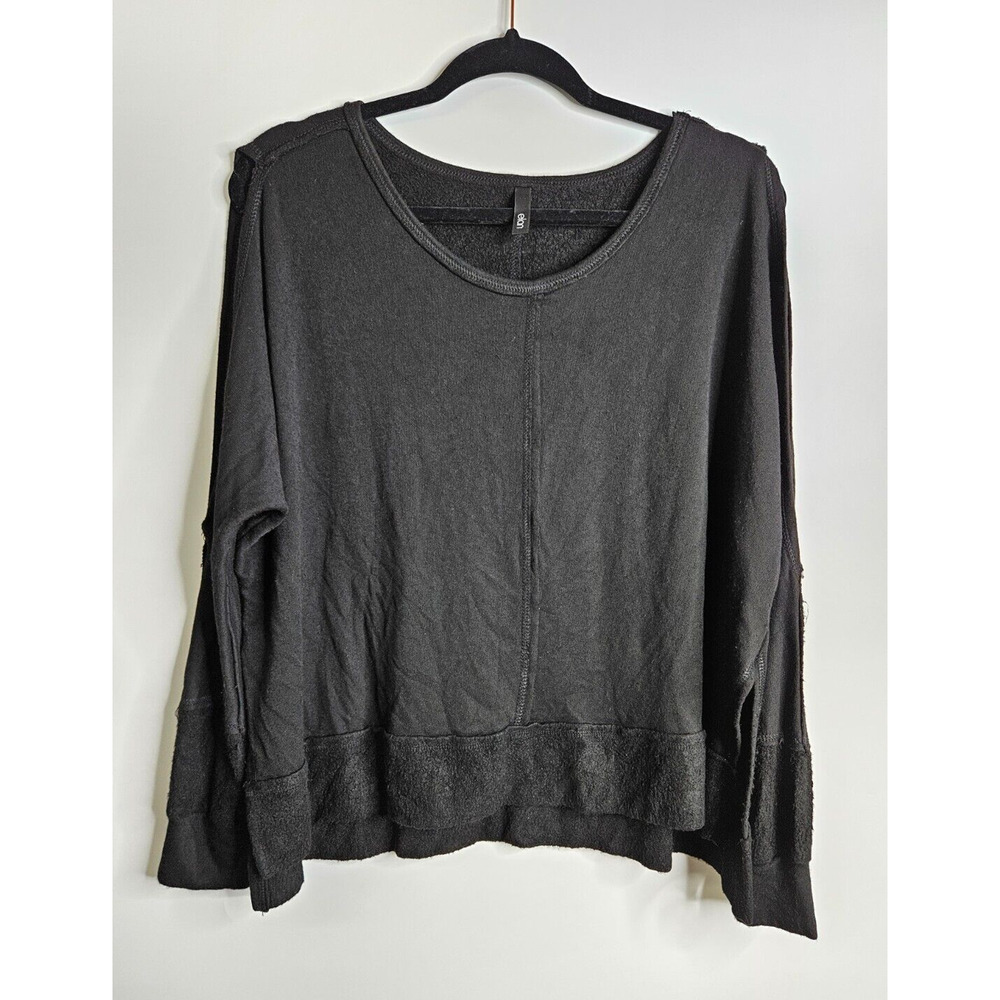 Elan Cold Shoulder Pullover Fleece Lined Long Sleeve Women's Small Black